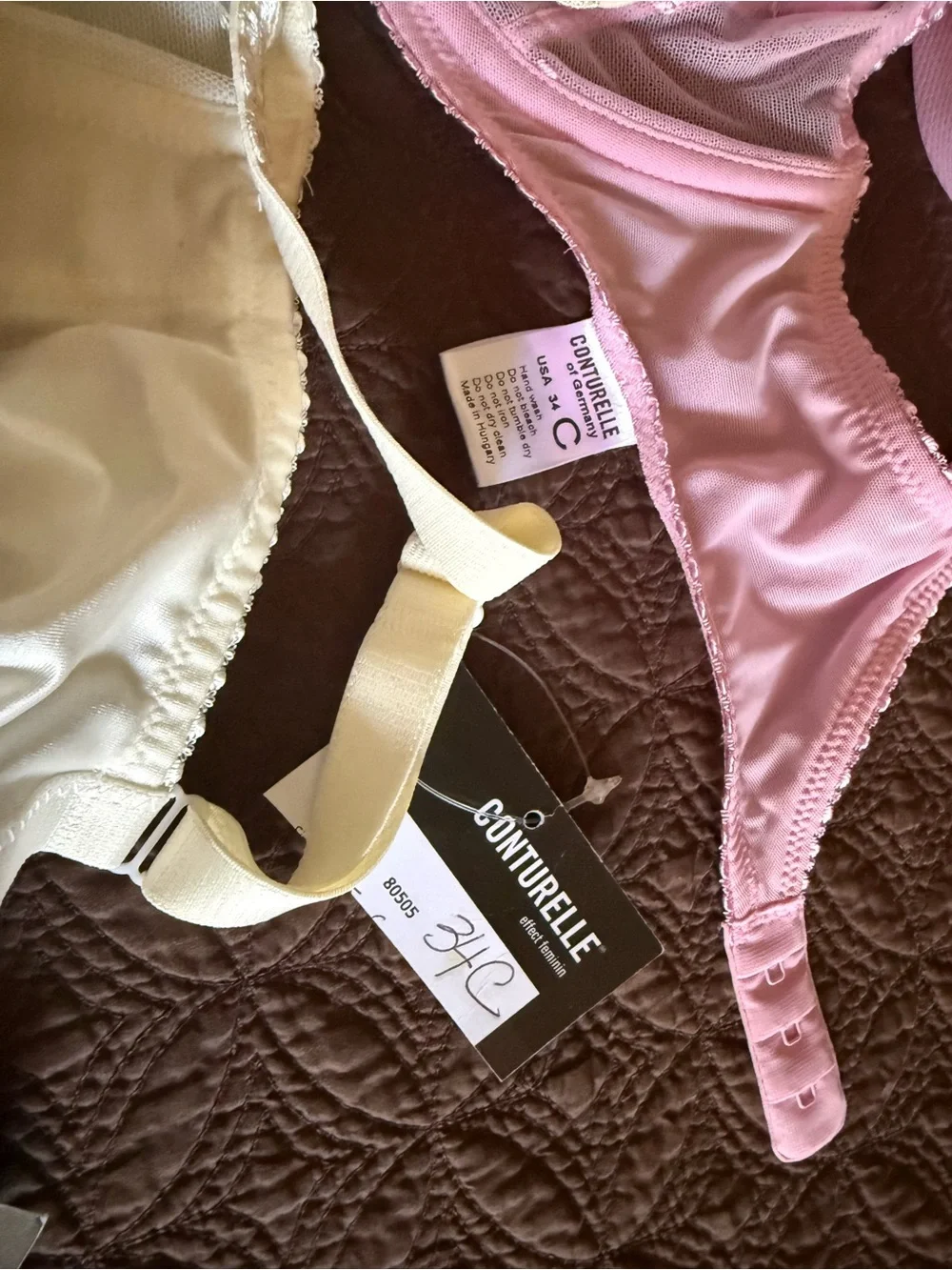 Contourelle 34C. -Pack of 4 Underwire 2  Bras in Black, Cream & Pink